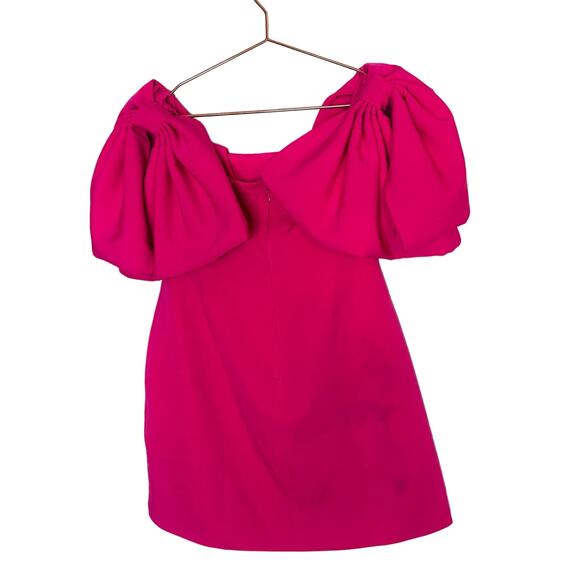 TOCCIN x RTR Women's Bright Pink Off the Shoulder Bow Sleeve Mini Dress Size 4 - Picture 7 of 15